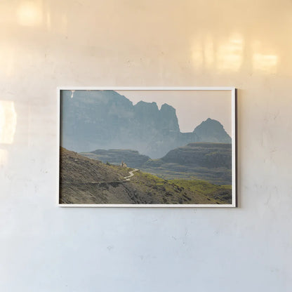 Dolomiti I Color by Aledanda. shown as a paper print in a white frame. Available as a archival giclee rolled canvas, fine art paper, or poster print. SKU 78130i.
