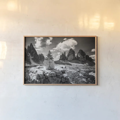 Dolomiti II by Aledanda. shown as a paper print in a natural frame. Available as a archival giclee rolled canvas, fine art paper, or poster print. SKU 64365i.