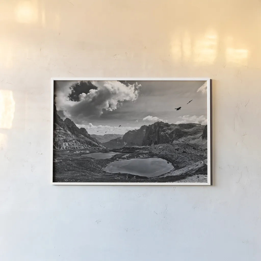 Dolomiti III by Aledanda. shown as a paper print in a white frame. Available as a archival giclee rolled canvas, fine art paper, or poster print. SKU 64366i.