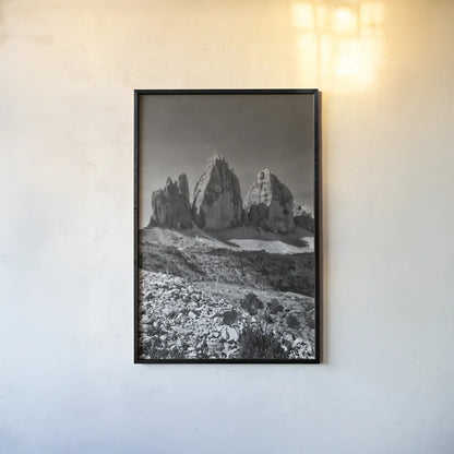 Dolomiti IV by Aledanda. shown as a paper print in a black flame. Available as a archival giclee rolled canvas, fine art paper, or poster print. SKU 64367h.