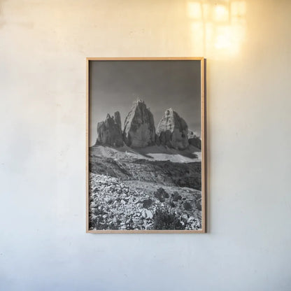 Dolomiti IV by Aledanda. shown as a paper print in a natural frame. Available as a archival giclee rolled canvas, fine art paper, or poster print. SKU 64367h.