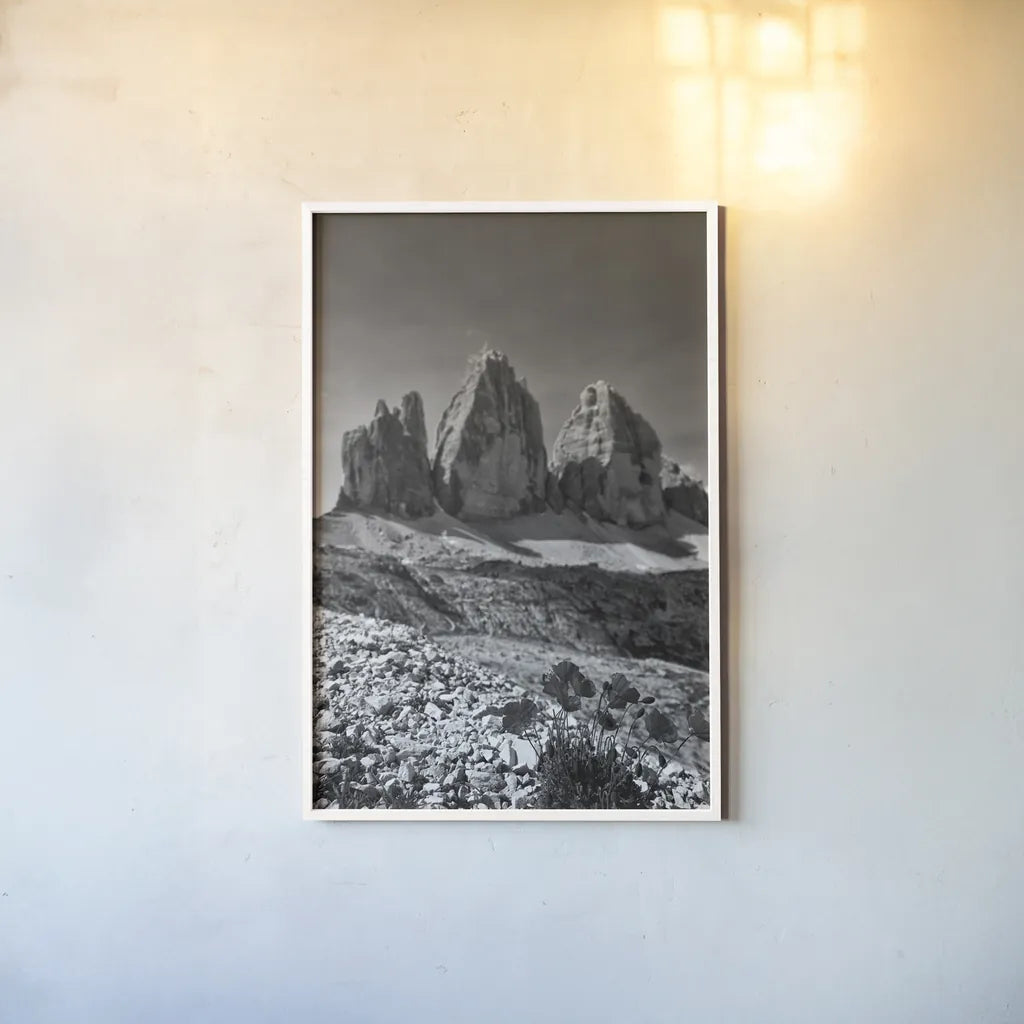 Dolomiti IV by Aledanda. shown as a paper print in a white frame. Available as a archival giclee rolled canvas, fine art paper, or poster print. SKU 64367h.