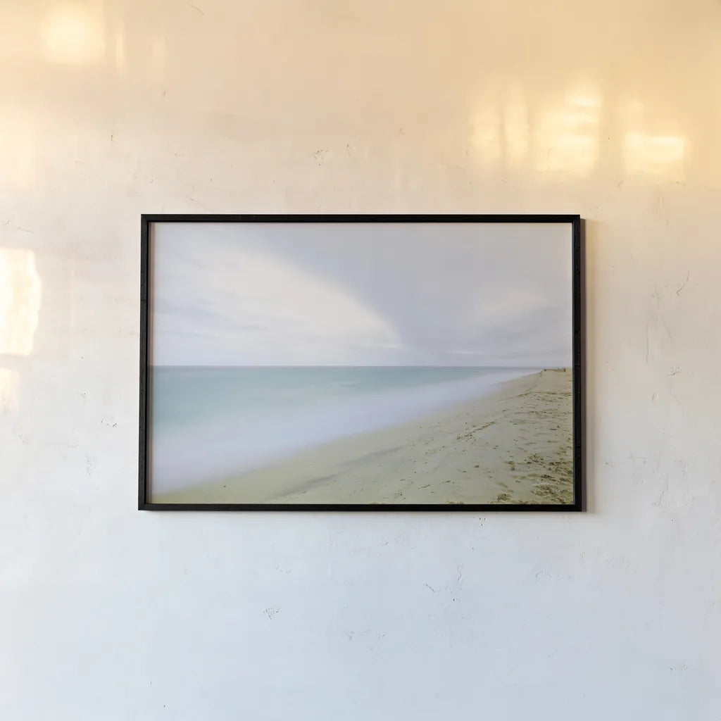 Early Morning Beach by Aledanda. shown as a paper print in a black flame. Available as a archival giclee rolled canvas, fine art paper, or poster print. SKU 46204i.
