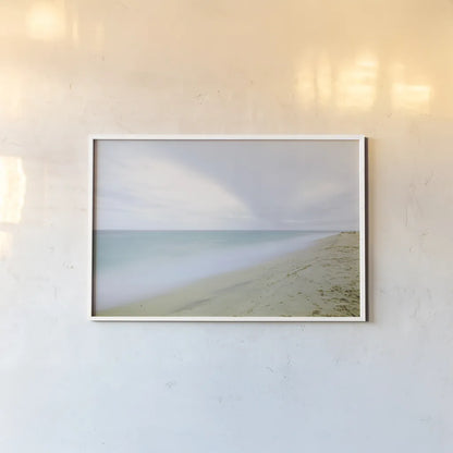 Early Morning Beach by Aledanda. shown as a paper print in a white frame. Available as a archival giclee rolled canvas, fine art paper, or poster print. SKU 46204i.