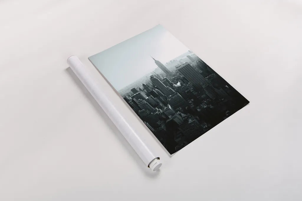 Empire Blue Gray by Aledanda. shown as a rolled paper print. Available as archival giclee rolled canvas, fine art paper, or poster print. SKU 79231h.