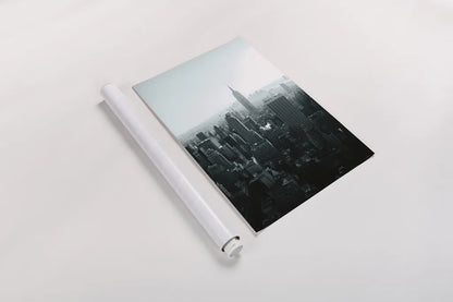 Empire Blue Gray by Aledanda. shown as a rolled paper print. Available as archival giclee rolled canvas, fine art paper, or poster print. SKU 79231h.