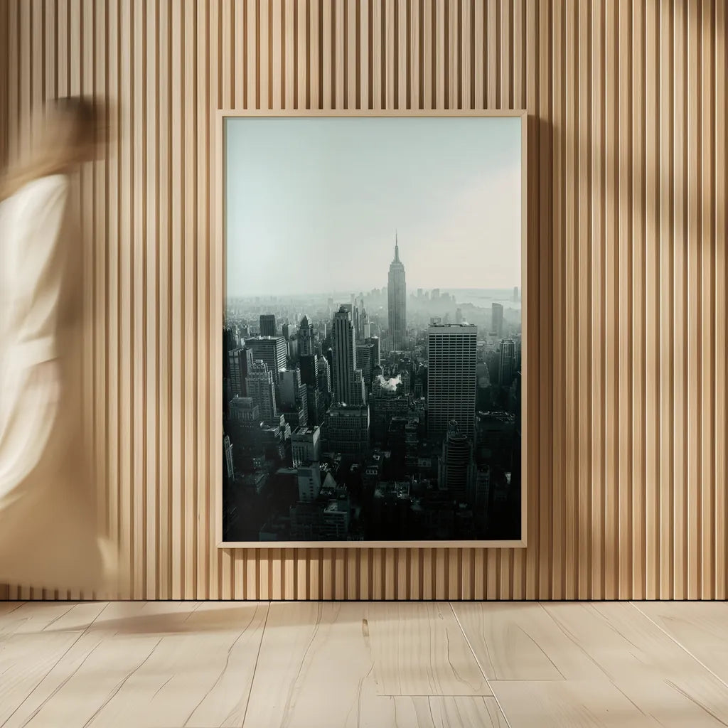 Empire Blue Gray by Aledanda. shown as over sized large wall art. Available as an archival giclee rolled canvas, fine art paper, or poster print. SKU 79231h.