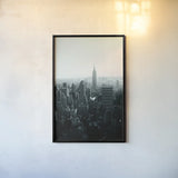 Empire Blue Gray by Aledanda. shown as a paper print in a black flame. Available as a archival giclee rolled canvas, fine art paper, or poster print. SKU 79231h.