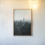 Empire Blue Gray by Aledanda. shown as a paper print in a natural frame. Available as a archival giclee rolled canvas, fine art paper, or poster print. SKU 79231h.