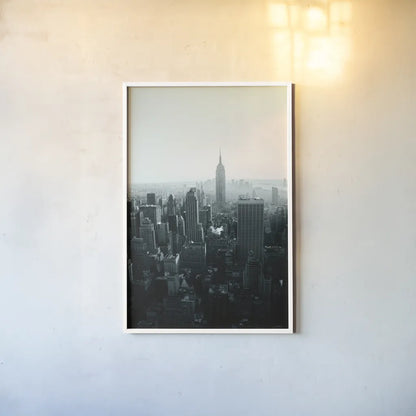 Empire Blue Gray by Aledanda. shown as a paper print in a white frame. Available as a archival giclee rolled canvas, fine art paper, or poster print. SKU 79231h.