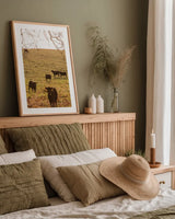 Fall Field II by Aledanda. shown as a paper print in a natural frame. Available as a archival giclee rolled canvas, fine art paper, or poster print. SKU 38284h.
