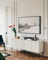 Fenced In by Aledanda. shown as a framed stretched canvas in a living room above a console. Available as a archival giclee rolled canvas, fine art paper, or poster print. SKU 60528i.