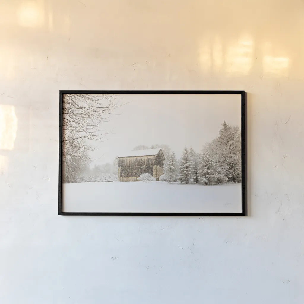 First Snow by Aledanda. shown as a paper print in a black flame. Available as a archival giclee rolled canvas, fine art paper, or poster print. SKU 38290i.