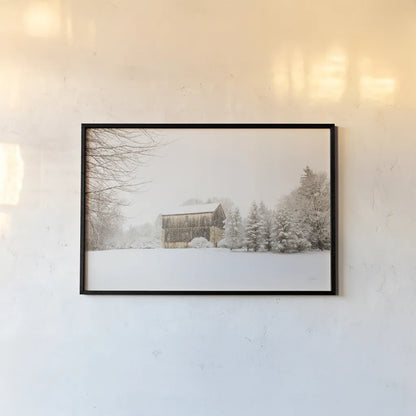 First Snow by Aledanda. shown as a paper print in a black flame. Available as a archival giclee rolled canvas, fine art paper, or poster print. SKU 38290i.