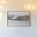 First Snow by Aledanda. shown as a paper print in a natural frame. Available as a archival giclee rolled canvas, fine art paper, or poster print. SKU 60531i.