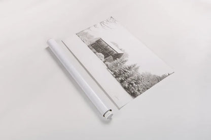 First Snow BW Crop by Aledanda. shown as a rolled paper print. Available as archival giclee rolled canvas, fine art paper, or poster print. SKU 60966i.