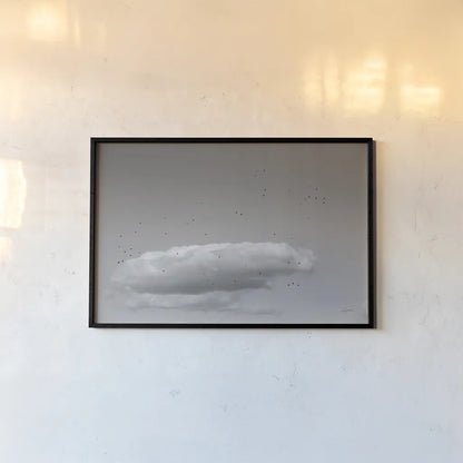 Flock in Flight by Aledanda. shown as a paper print in a black flame. Available as a archival giclee rolled canvas, fine art paper, or poster print. SKU 75861i.