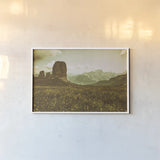 Floral Fields by Aledanda. shown as a paper print in a white frame. Available as a archival giclee rolled canvas, fine art paper, or poster print. SKU 63227i.