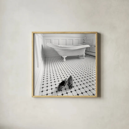 From Here to There by Aledanda. Shown in a natural wood glass frame for a timeless modern aesthetic. Available as an archival giclee rolled canvas, fine art paper, or poster print. SKU 10099a.