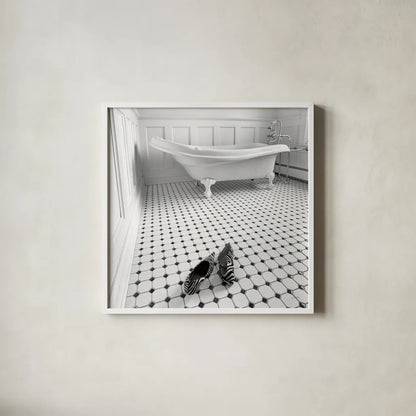 From Here to There by Aledanda. Shown in a crisp white glass frame for a clean and minimalist style. Available as an archival giclee rolled canvas, fine art paper, or poster print. SKU 10099a.