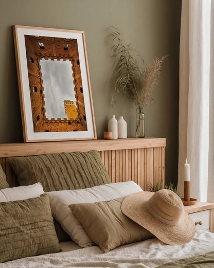 From the Courtyard by Aledanda. shown as a paper print in a natural frame. Available as a archival giclee rolled canvas, fine art paper, or poster print. SKU 71237h.