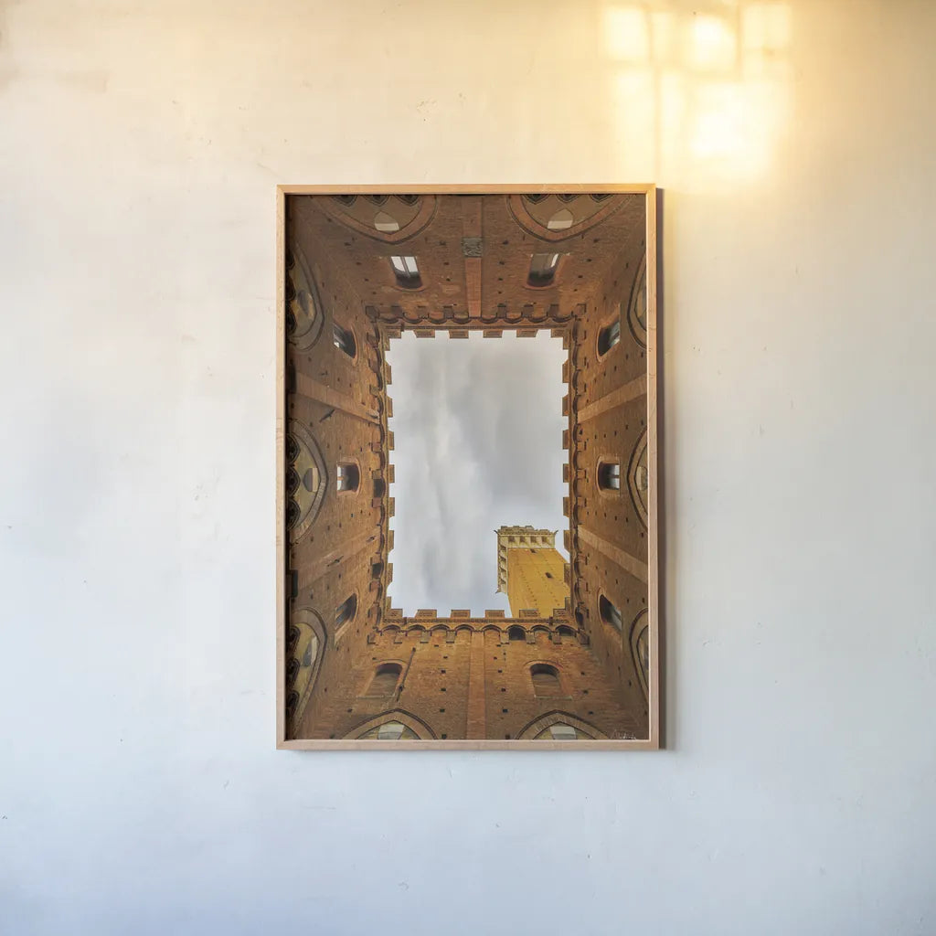 From the Courtyard by Aledanda. shown as a paper print in a natural frame. Available as a archival giclee rolled canvas, fine art paper, or poster print. SKU 71237h.