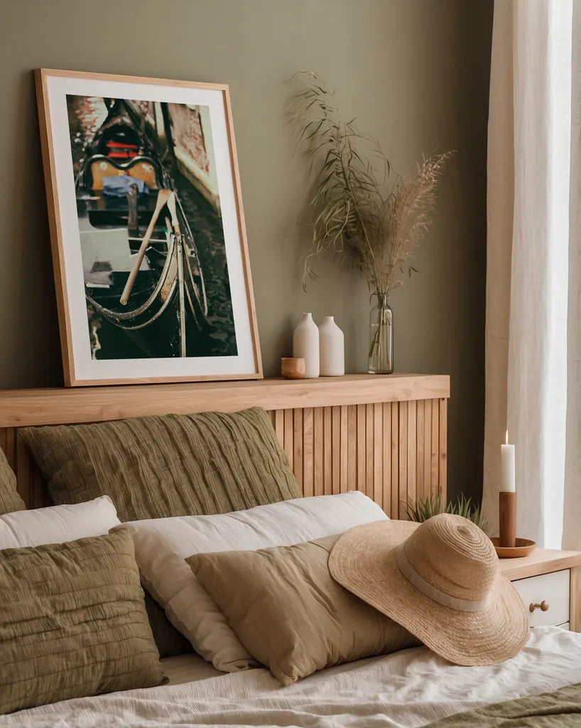 Gondola Detail by Aledanda. shown as a paper print in a natural frame. Available as a archival giclee rolled canvas, fine art paper, or poster print. SKU 81694h.