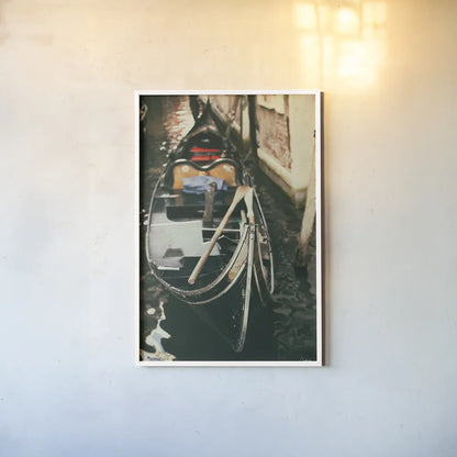 Gondola Detail by Aledanda. shown as a paper print in a white frame. Available as a archival giclee rolled canvas, fine art paper, or poster print. SKU 81694h.