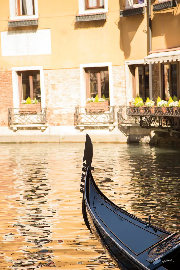 Gondola Reflections by Aledanda. SKU 81695h. Archival Giclee Fine art print for wall decor.