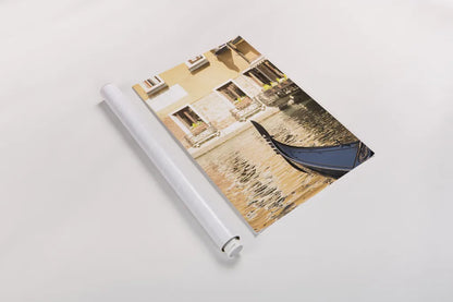 Gondola Reflections by Aledanda. shown as a rolled paper print. Available as archival giclee rolled canvas, fine art paper, or poster print. SKU 81695h.