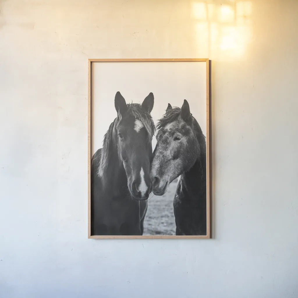 Good Friends Mane by Aledanda. shown as a paper print in a natural frame. Available as a archival giclee rolled canvas, fine art paper, or poster print. SKU 71287h.
