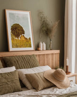 Grass and Sky by Aledanda. shown as a paper print in a natural frame. Available as a archival giclee rolled canvas, fine art paper, or poster print. SKU 63228h.