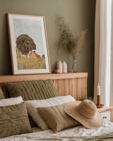Grass and Sky Light by Aledanda. shown as a paper print in a natural frame. Available as a archival giclee rolled canvas, fine art paper, or poster print. SKU 71600h.