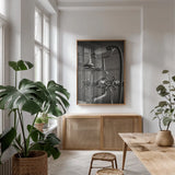 Hot and Cold II by Aledanda. shown as a print in a natural wood frame in a dining room. Available as a archival giclee rolled canvas, fine art paper, or poster print. SKU 58221h.