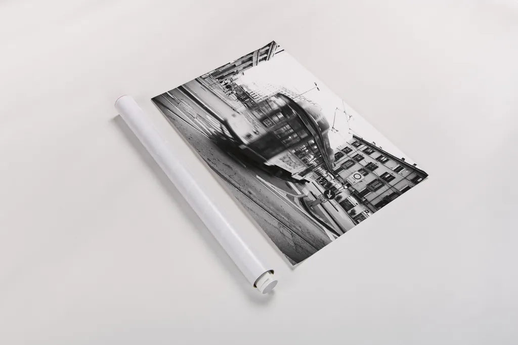 In Town by Aledanda. shown as a rolled paper print. Available as archival giclee rolled canvas, fine art paper, or poster print. SKU 47849i.