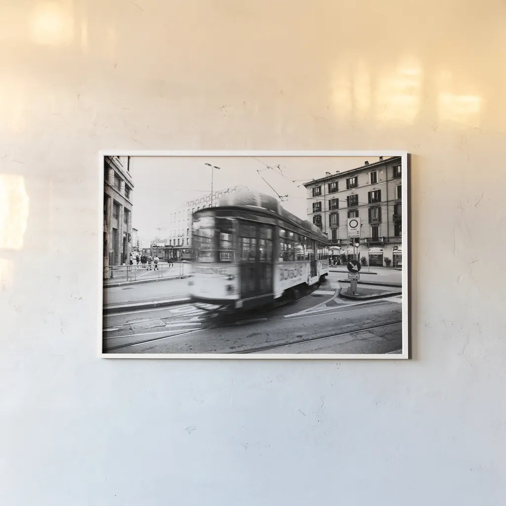 In Town by Aledanda. shown as a paper print in a white frame. Available as a archival giclee rolled canvas, fine art paper, or poster print. SKU 47849i.