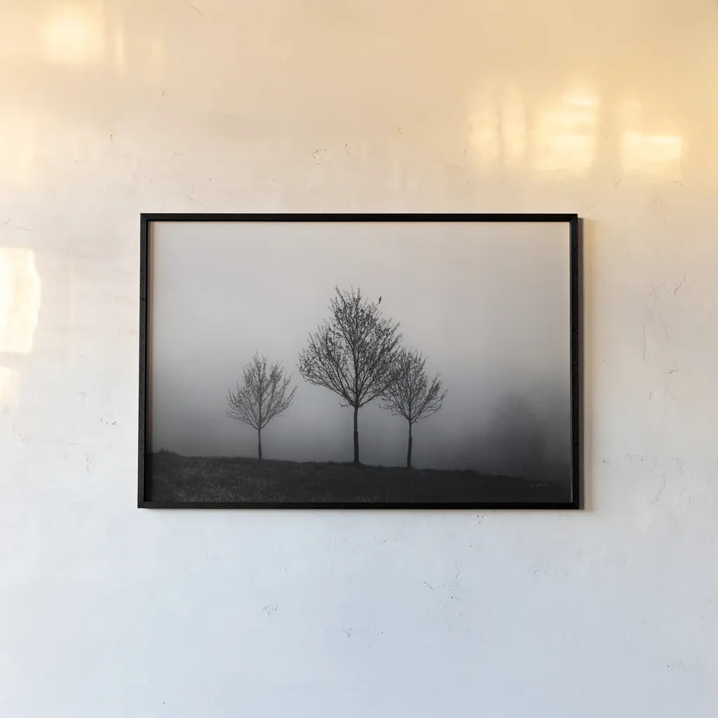 In the Fog by Aledanda. shown as a paper print in a black flame. Available as a archival giclee rolled canvas, fine art paper, or poster print. SKU 38324i.