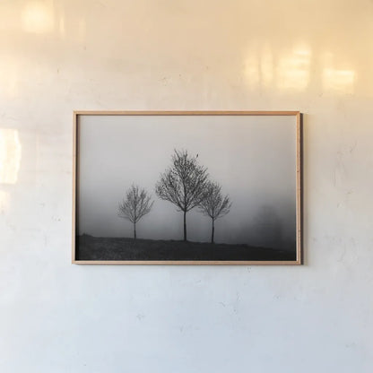 In the Fog by Aledanda. shown as a paper print in a natural frame. Available as a archival giclee rolled canvas, fine art paper, or poster print. SKU 38324i.