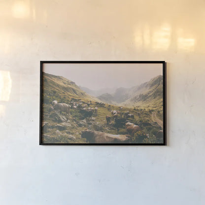In the Valley by Aledanda. shown as a paper print in a black flame. Available as a archival giclee rolled canvas, fine art paper, or poster print. SKU 38320i.