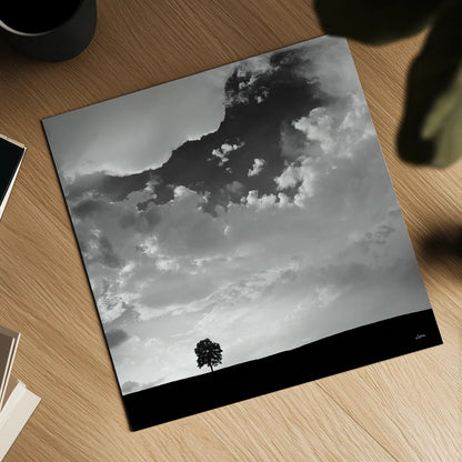 Lone Tree Square by Aledanda. Shown as a detailed flat fine art print, highlighting archival giclee quality. Available as an archival giclee rolled canvas, fine art paper, or poster print. SKU 15233a.