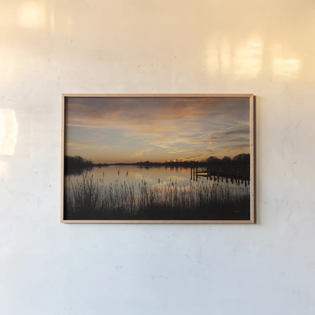 Maryland Sunset I by Aledanda. shown as a paper print in a natural frame. Available as a archival giclee rolled canvas, fine art paper, or poster print. SKU 52951i.