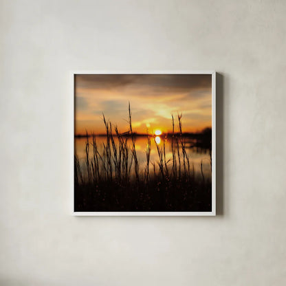 Maryland Sunset II by Aledanda. Shown in a crisp white glass frame for a clean and minimalist style. Available as an archival giclee rolled canvas, fine art paper, or poster print. SKU 52952a.