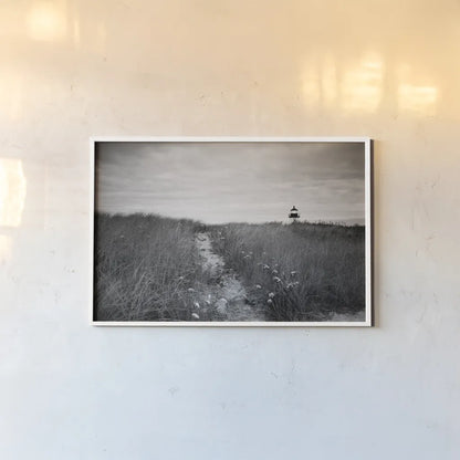 Nantucket Light by Aledanda. shown as a paper print in a white frame. Available as a archival giclee rolled canvas, fine art paper, or poster print. SKU 64374i.