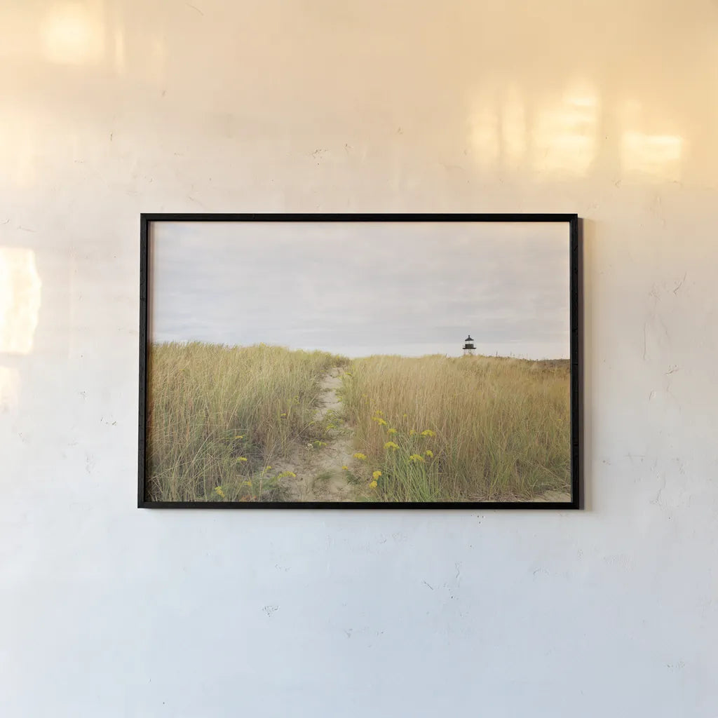 Nantucket Light Color by Aledanda. shown as a paper print in a black flame. Available as a archival giclee rolled canvas, fine art paper, or poster print. SKU 77228i.