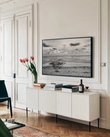 Ocean View II Crop by Aledanda. shown as a framed stretched canvas in a living room above a console. Available as a archival giclee rolled canvas, fine art paper, or poster print. SKU 37441i.