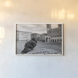 Piazza BW by Aledanda. shown as a paper print in a white frame. Available as a archival giclee rolled canvas, fine art paper, or poster print. SKU 98037i.