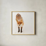 Red Fox I by Aledanda. Shown in a natural wood glass frame for a timeless modern aesthetic. Available as an archival giclee rolled canvas, fine art paper, or poster print. SKU 53600a.