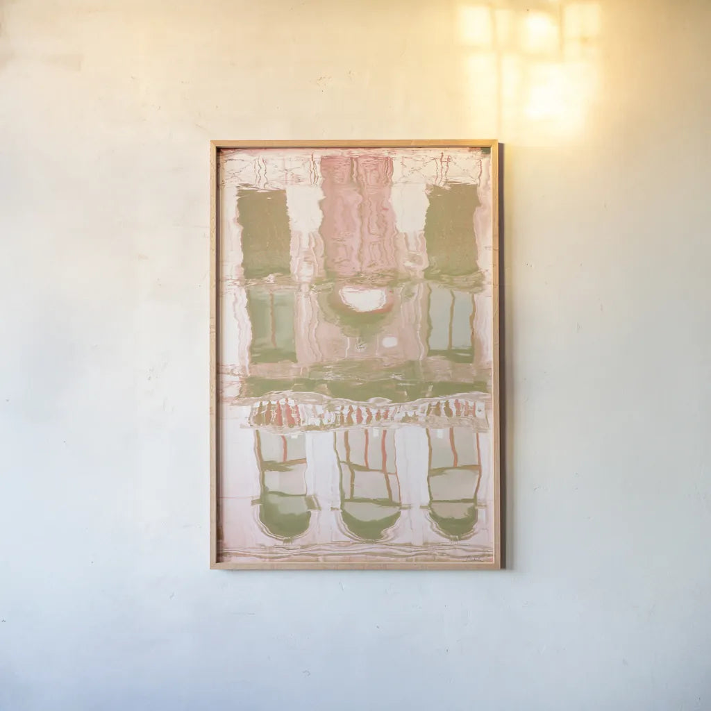 Reflected Venice by Aledanda. shown as a paper print in a natural frame. Available as a archival giclee rolled canvas, fine art paper, or poster print. SKU 77229h.
