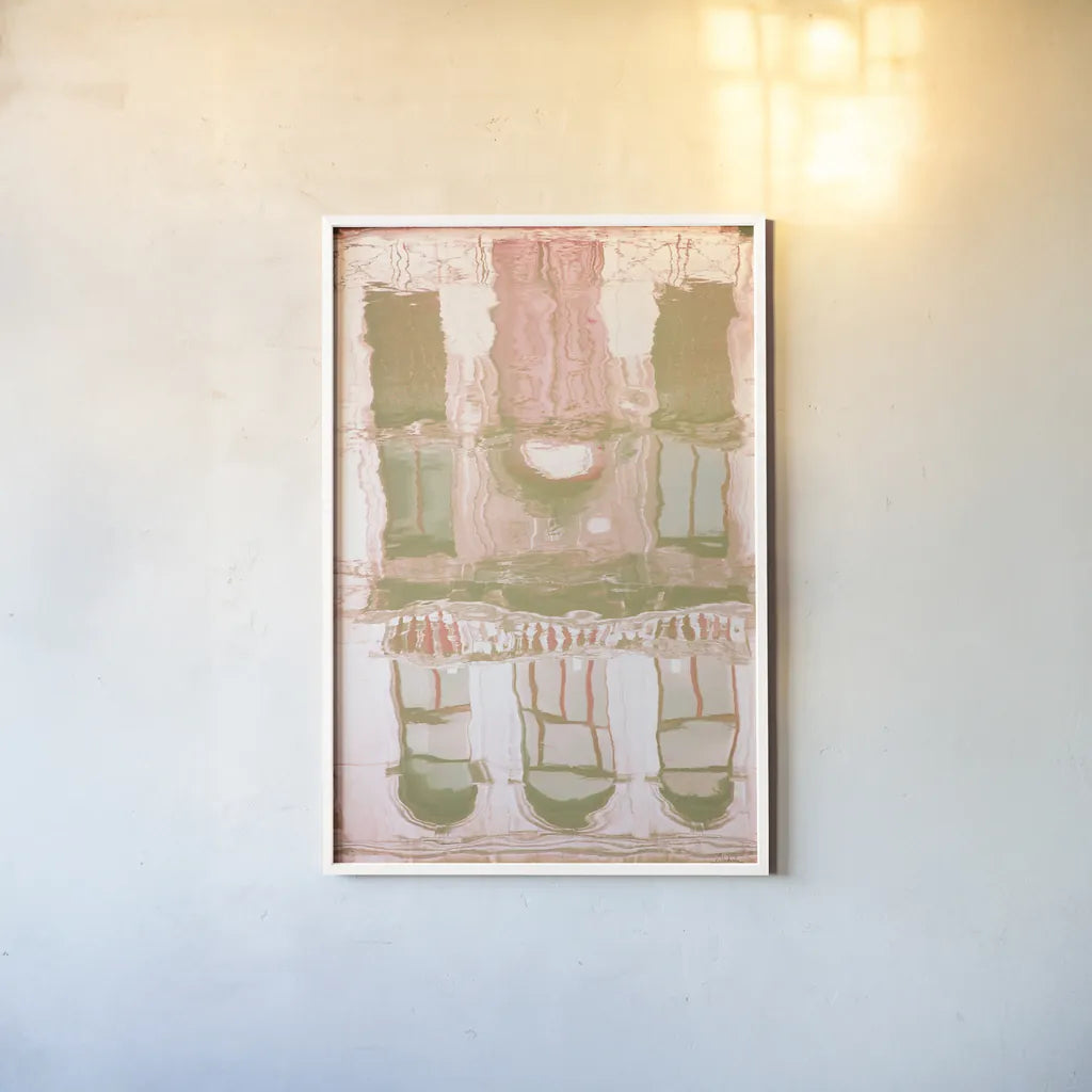Reflected Venice by Aledanda. shown as a paper print in a white frame. Available as a archival giclee rolled canvas, fine art paper, or poster print. SKU 77229h.