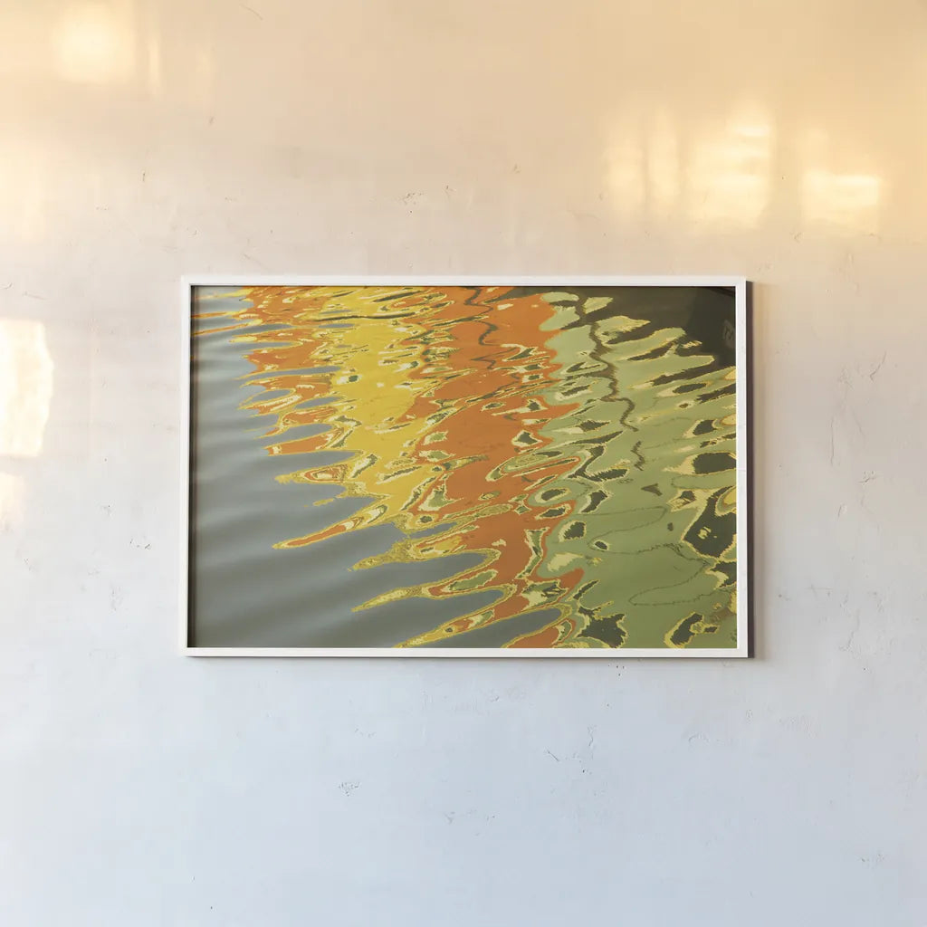 Reflections of Burano III by Aledanda. shown as a paper print in a white frame. Available as a archival giclee rolled canvas, fine art paper, or poster print. SKU 41596i.